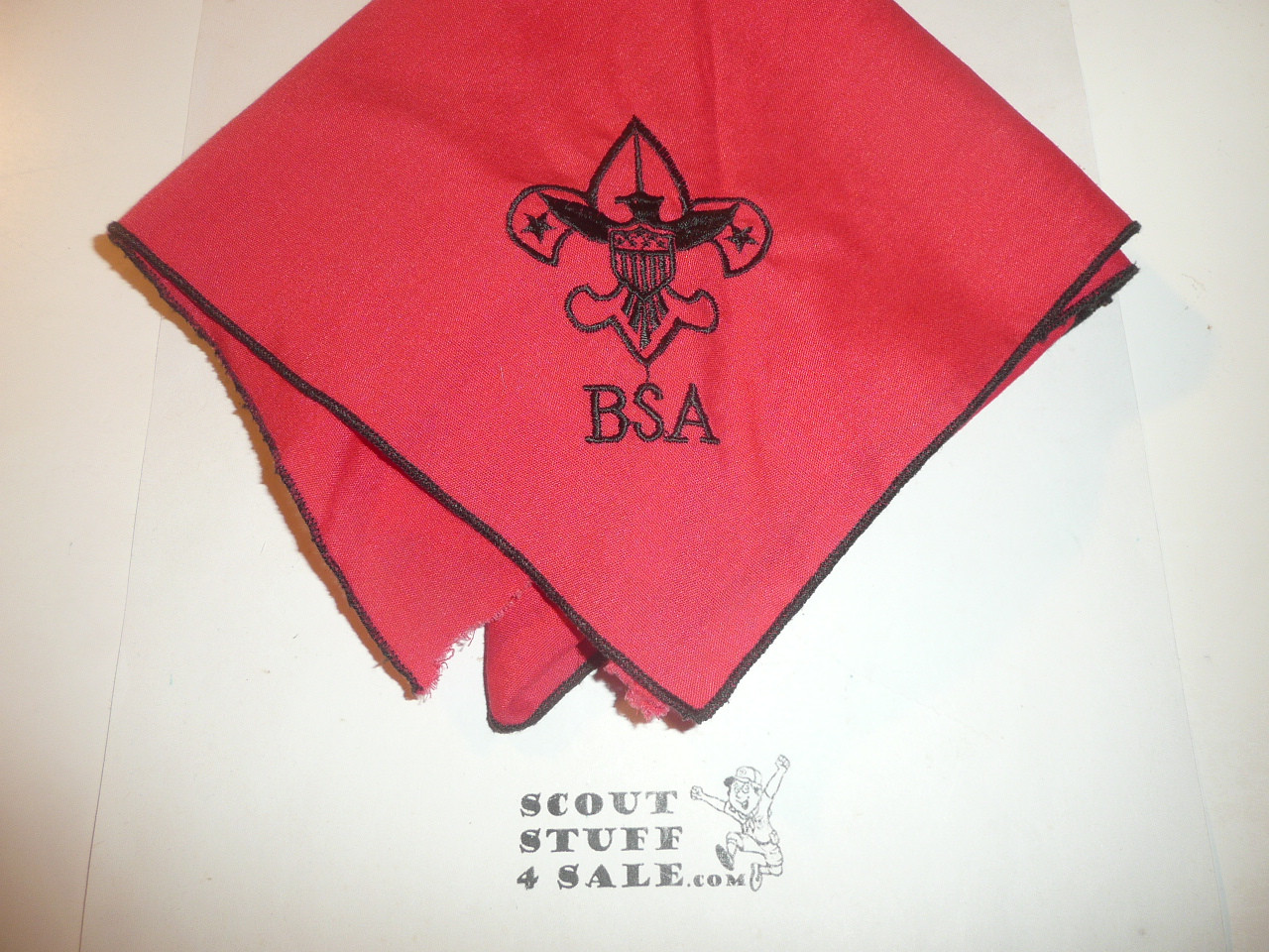 BSA National Supply Troop Neckerchief, Embroidered Emblem with piping, Triangle, Red/Black