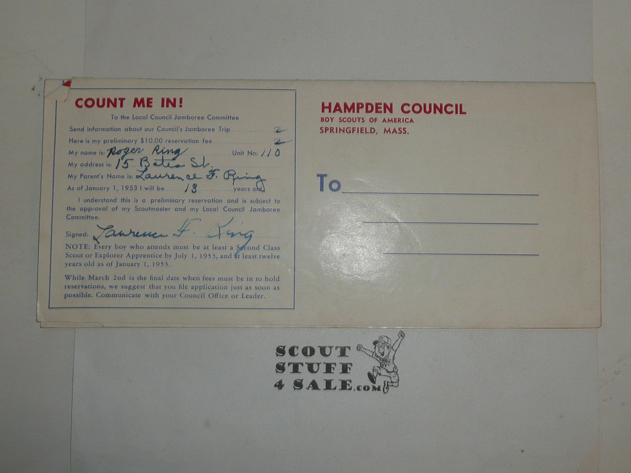 1953 National Jamboree Region 1 Promotional Brochure, Hampden Council