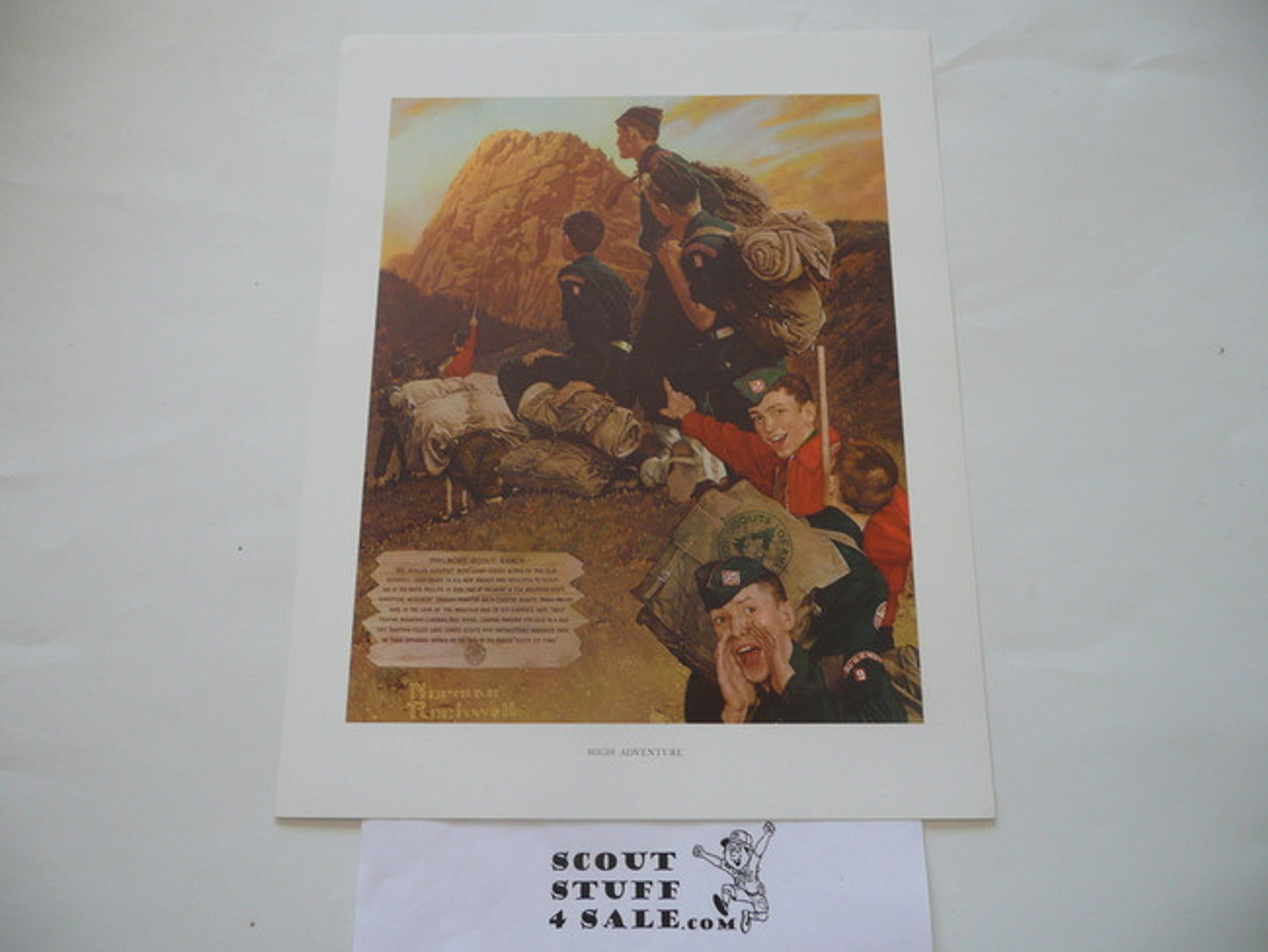 Norman Rockwell, High Adventure, 11x14 On Heavy Cardstock, a few spots on the border but should frame okay
