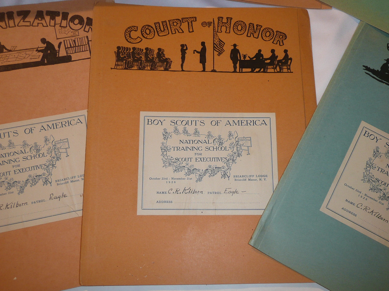 File Folders with Materials from the 1927 National Training School for Scout Exectives