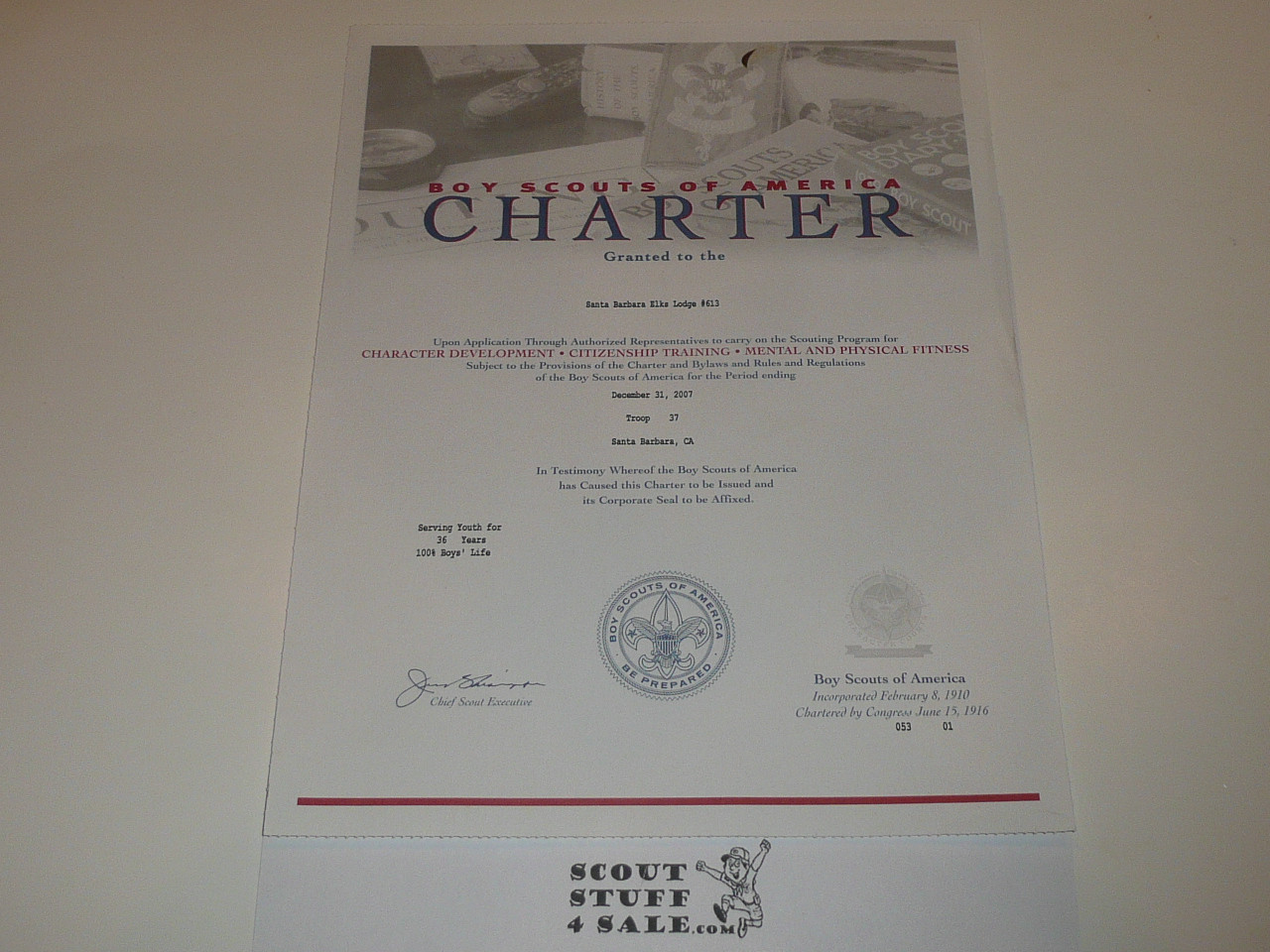 2007 Boy Scout Troop Charter, December