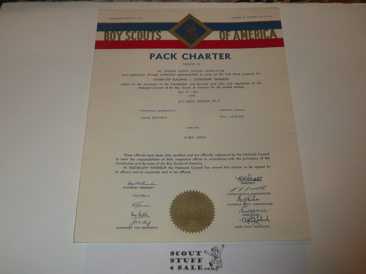 1959 Cub Scout Pack Charter, May