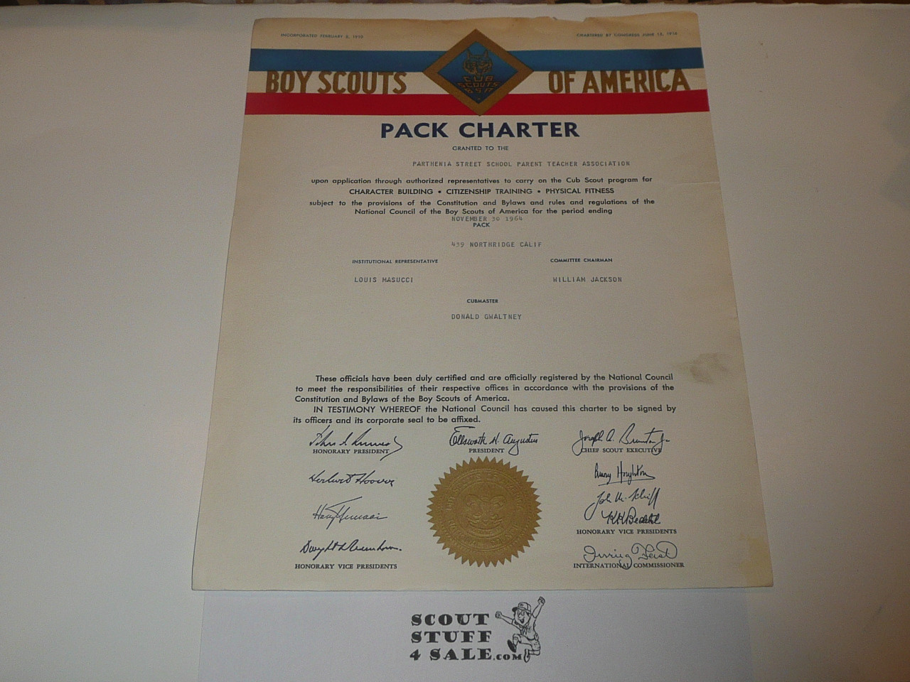 1964 Cub Scout Pack Charter, November