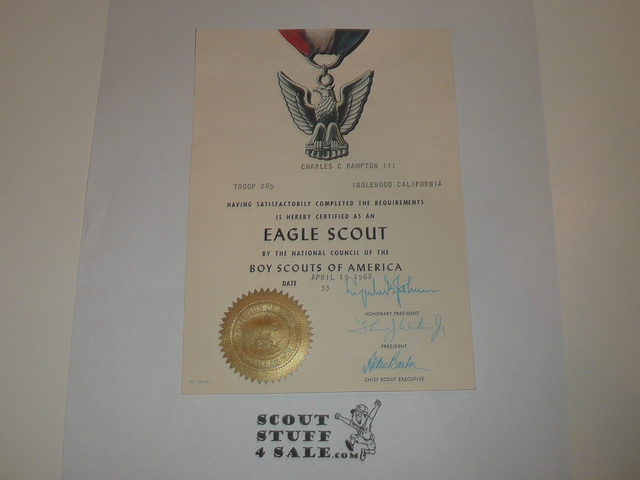 1968 Eagle Scout Certificate