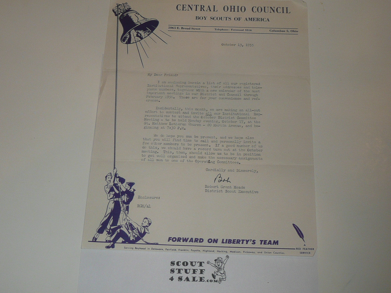 1955 Central Ohio Council Stationary