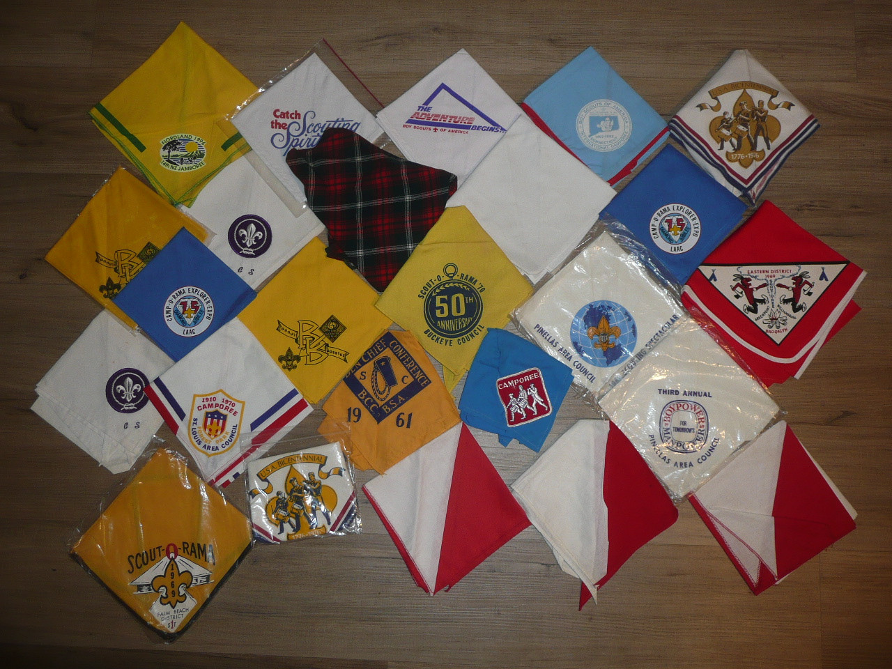 75 Assorted Boy Scout Neckerchiefs from across the USA, some duplicates