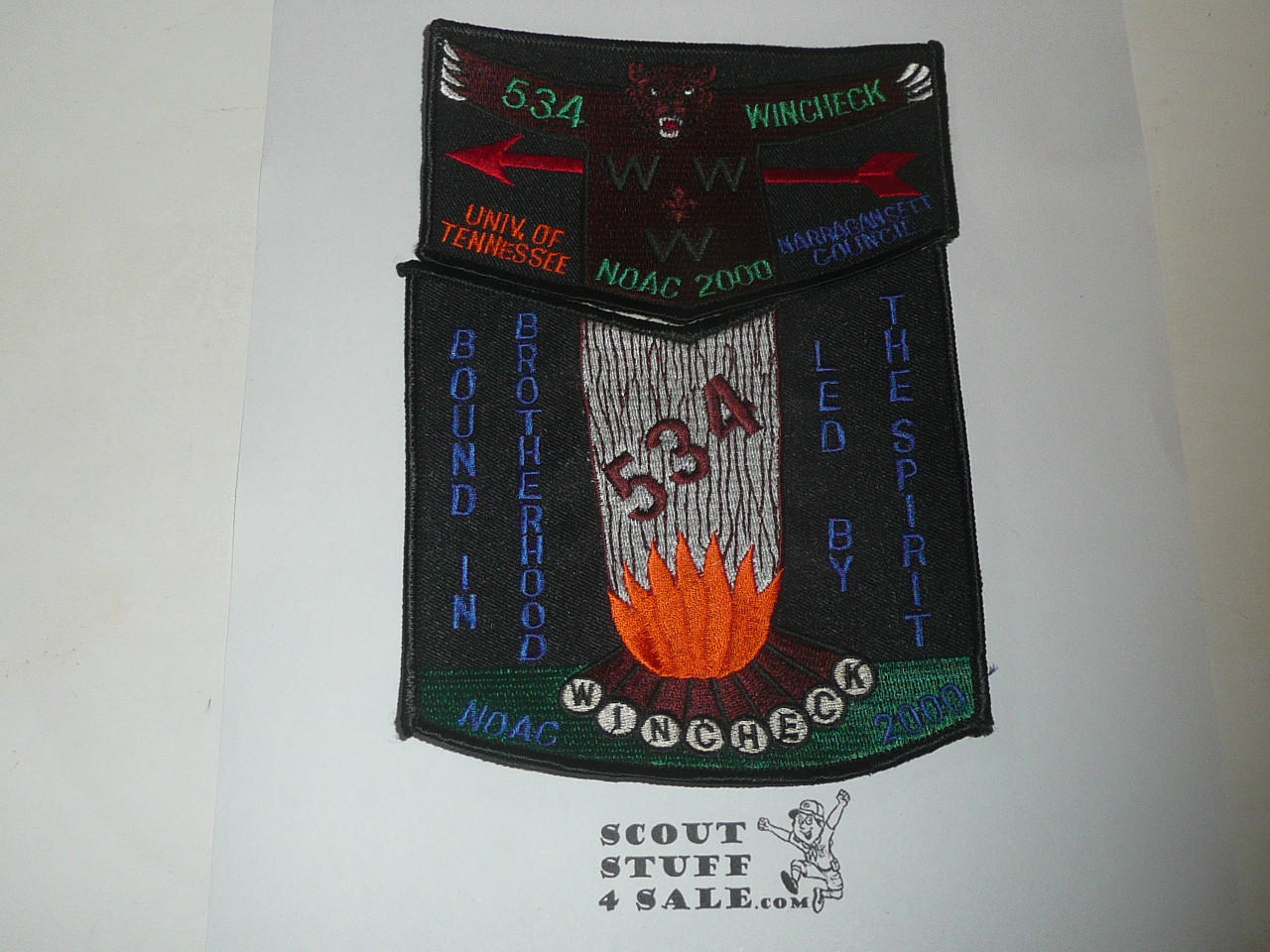Order of the Arrow Lodge #534 Wincheck 2000 NOAC 2 piece Flap Patch Set, blk bdr