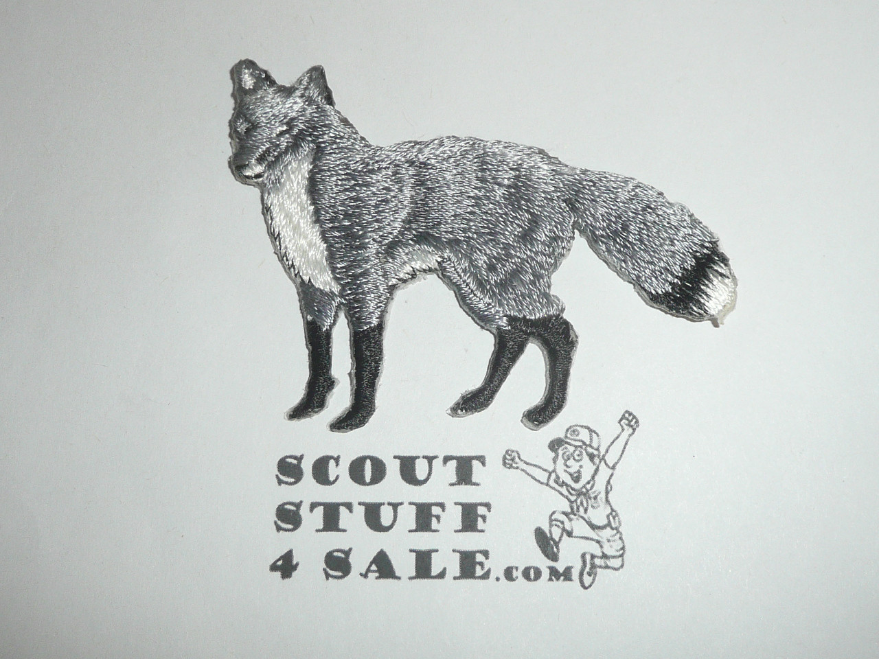 Wood Badge Standing Fox Patch, Gray, 2 3/4"