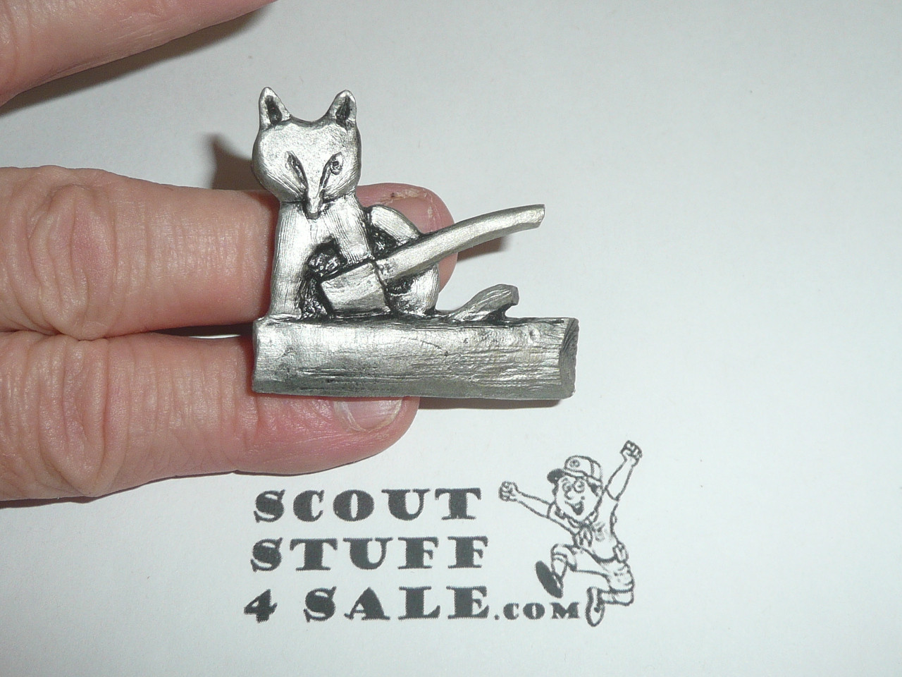 Wood Badge Fox Patrol Pewter Neckerchief Slide - Scout