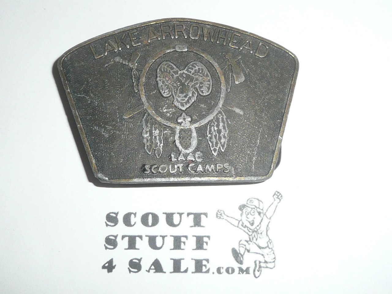 Lake Arrowhead Scout Camps Cast Belt Buckle, Los Angeles Area Council, Early