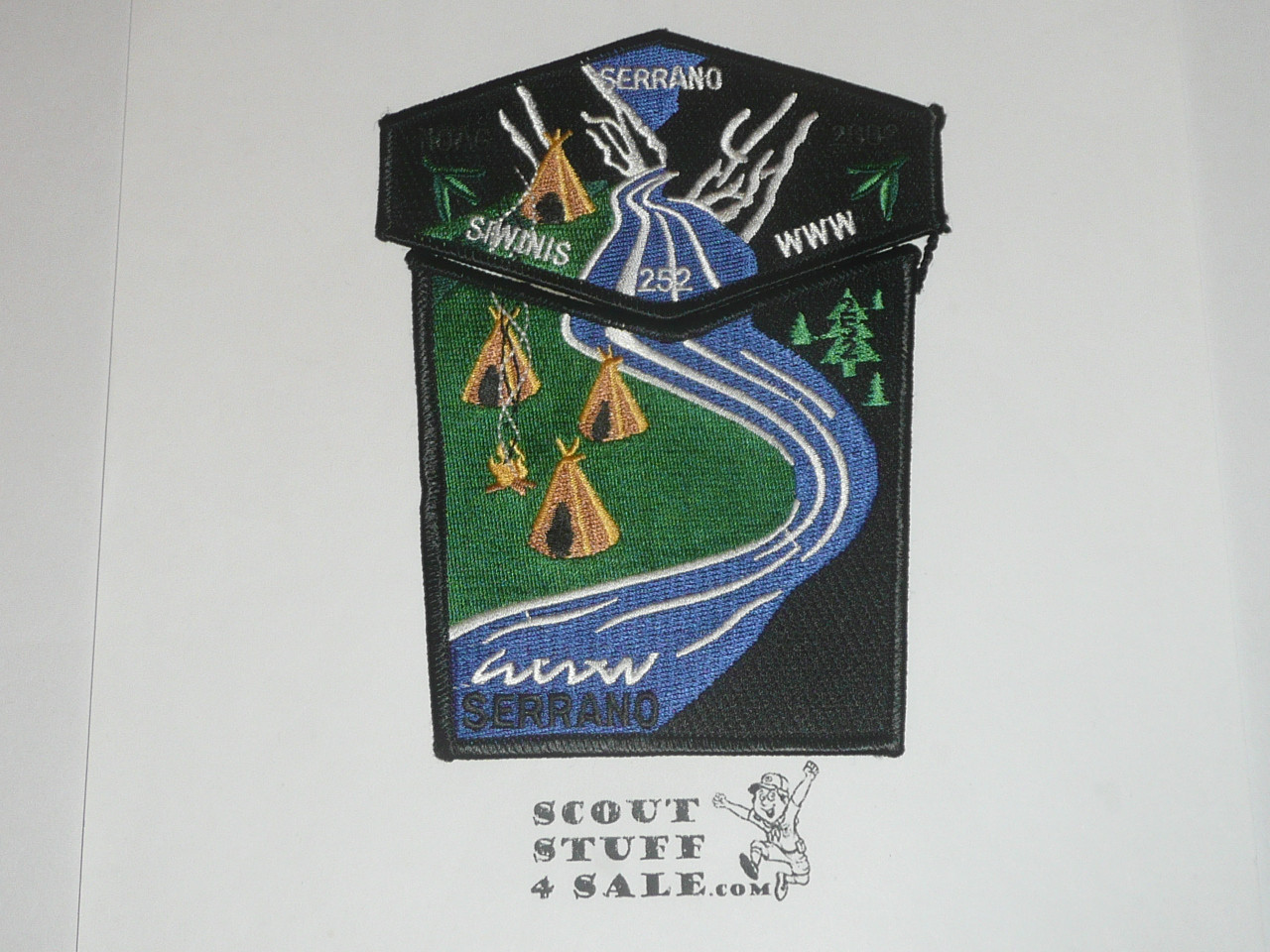 Order of the Arrow Lodge #252 Siwinis Serrano Chapter 2-piece Flap Patch Set, black bdr