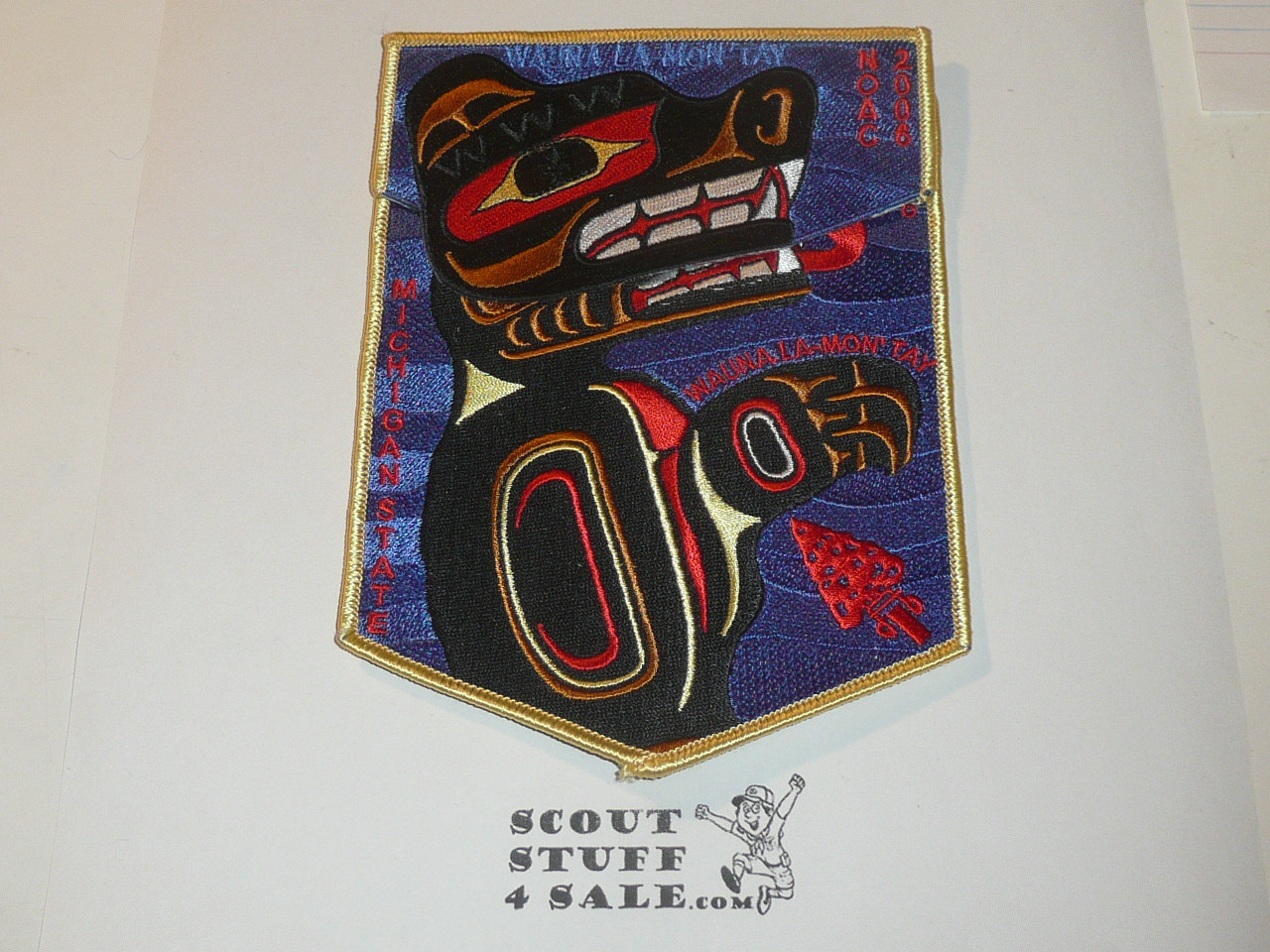 Order of the Arrow Lodge #442 Wauna La-Mon 'Tay 2006 NOAC 2-piece Flap Patch Set, yellow bdr