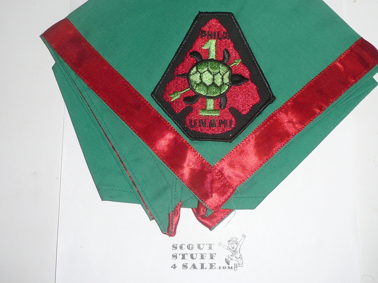 Order of the Arrow Lodge #1 Unami x14 odd shape patch on Neckerchief, 1950's, MINT condition