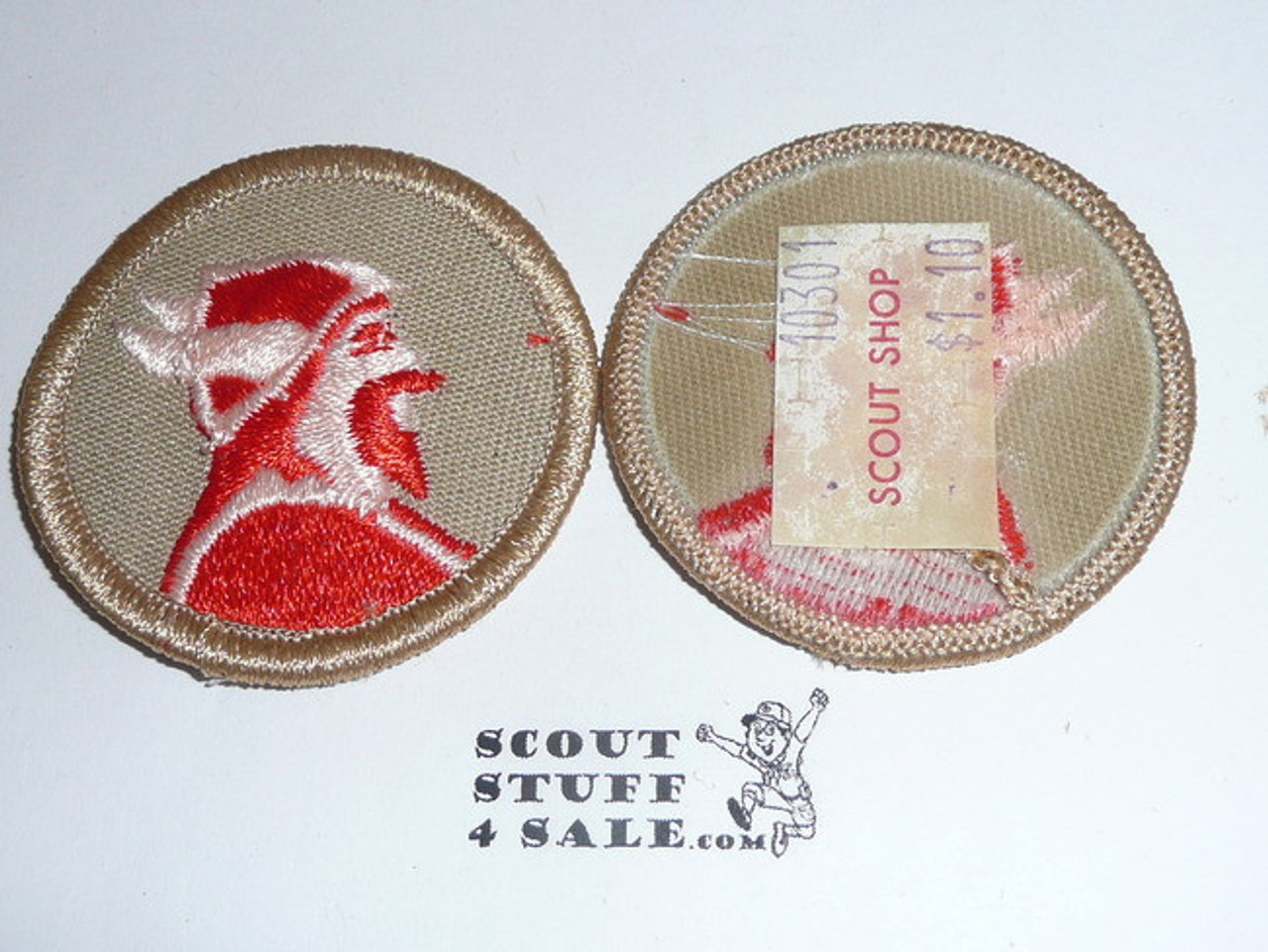 Viking Patrol Medallion, Tan Twill with plastic back, 1989-2002, lt use