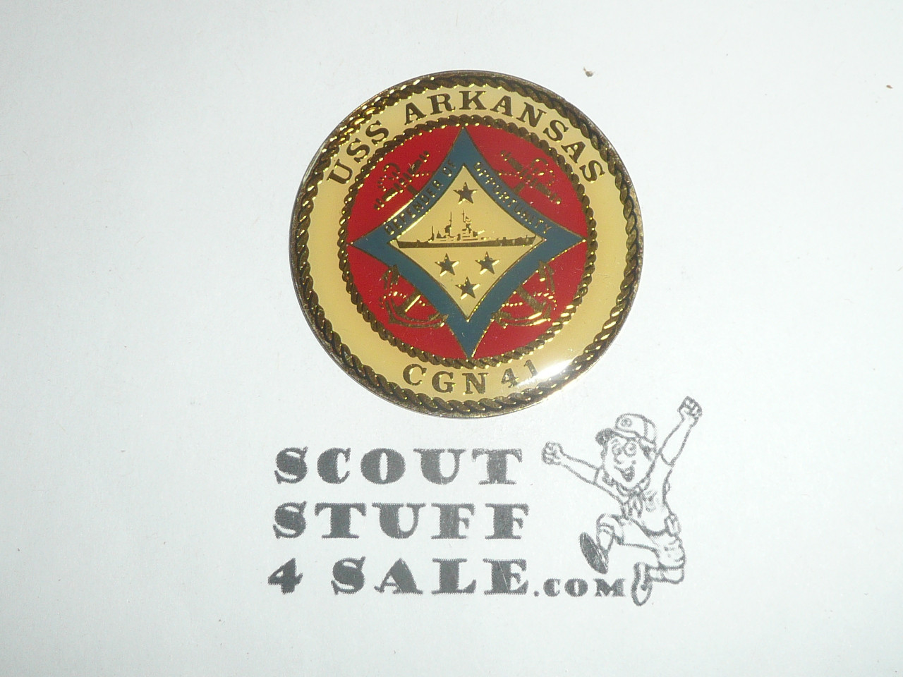 USS Arkansas Challenge Coin / Token / Medallion, 1.75" x 1/8", one sided, United States Navy