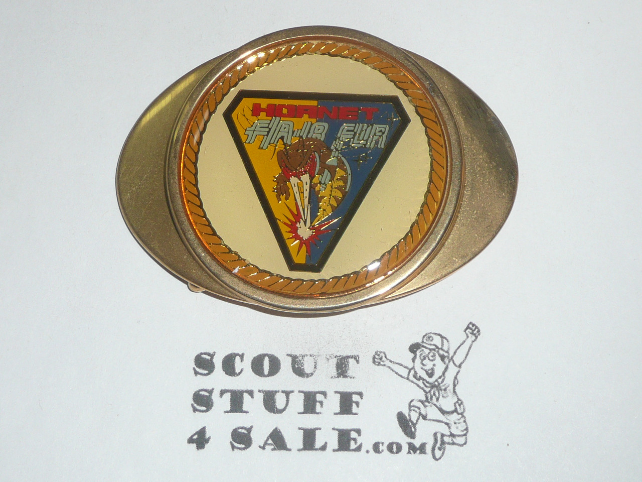 FA-18 Hornet 24k Gold Plate Belt Buckle, United States Navy Marine Corps, New in Bag