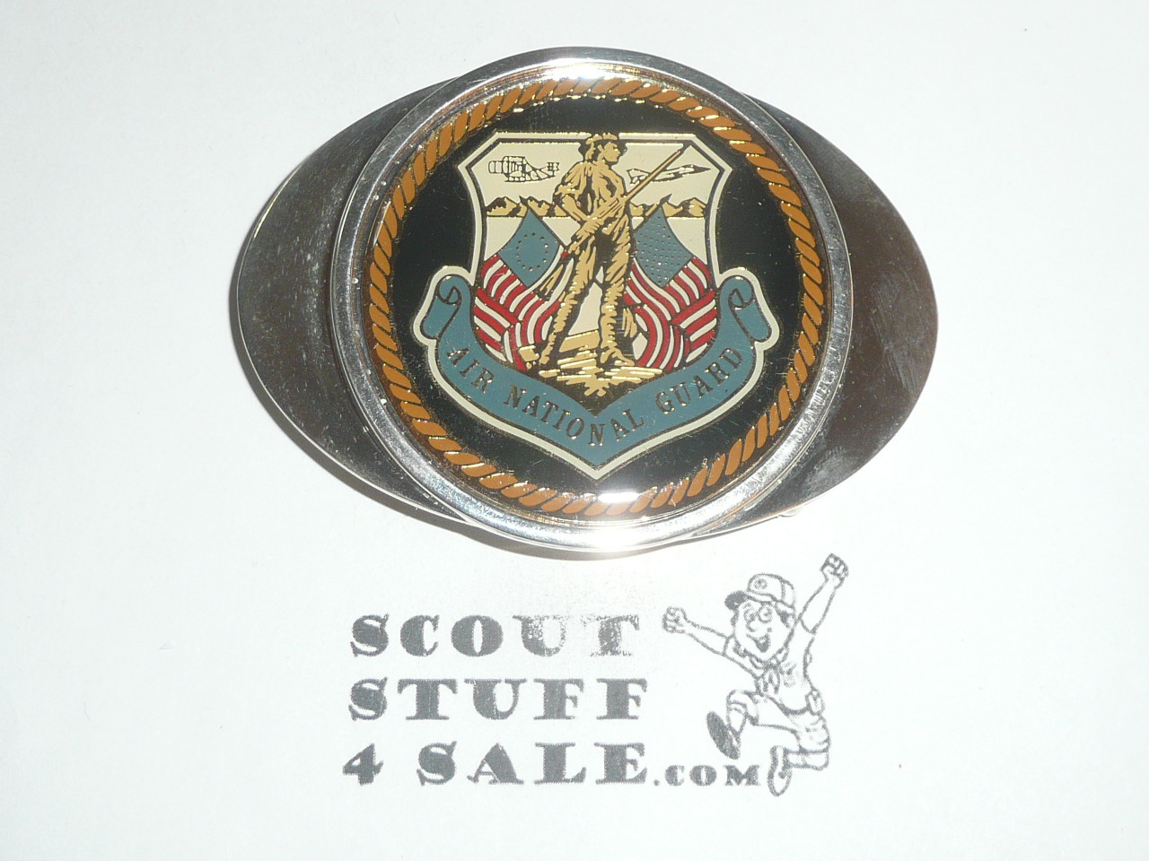 Air National Guard Silver Plate Belt Buckle, New in Bag