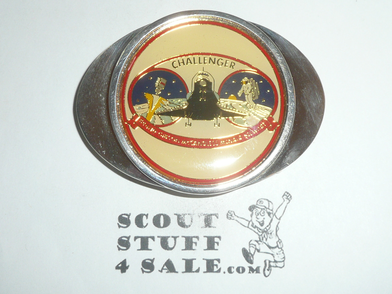 Space Shuttle Challenger Mission STS-51C (Jan 1986 Disaster) Silver Plate Belt Buckle, NASA, New in Bag