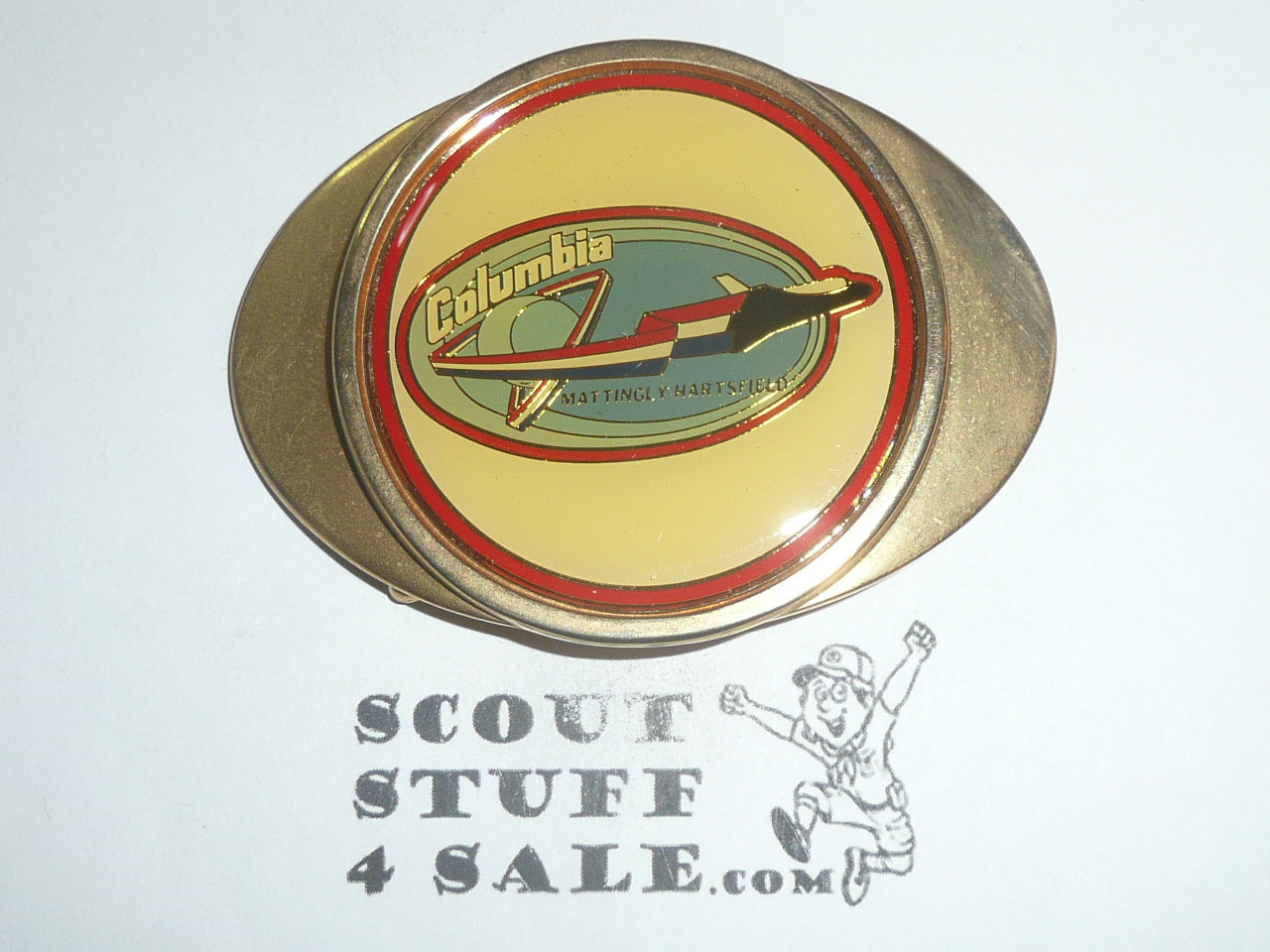 Space Shuttle Columbia Mission STS-4 (June 1982) 24k Gold Plate Belt Buckle, NASA, New in Bag