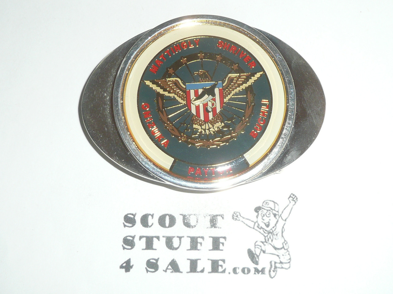 Space Shuttle Discovery Mission STS-10/51C (Jan 1985) Silver Plate Belt Buckle, NASA, New in Bag