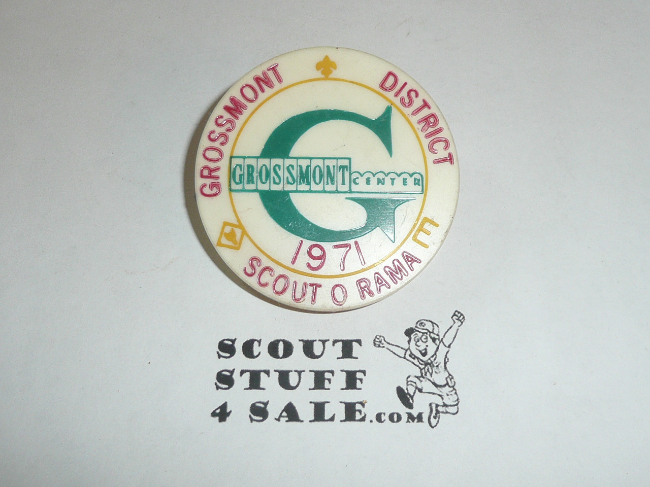 Grossmont District 1971 Scout-O-Rama Plastic Neckerchief Slide, by Torchy Plastics