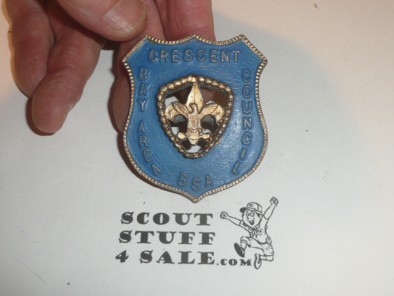 Crescent Bay Area Council Shield Metal Neckerchief Slide, Painted