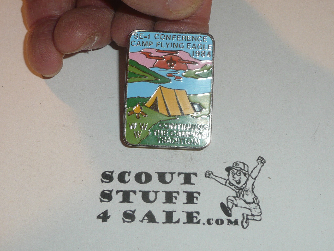 Order of the Arrow Section SE-1 Conference Enameled Neckerchief Slide, Camp Flying Eagle