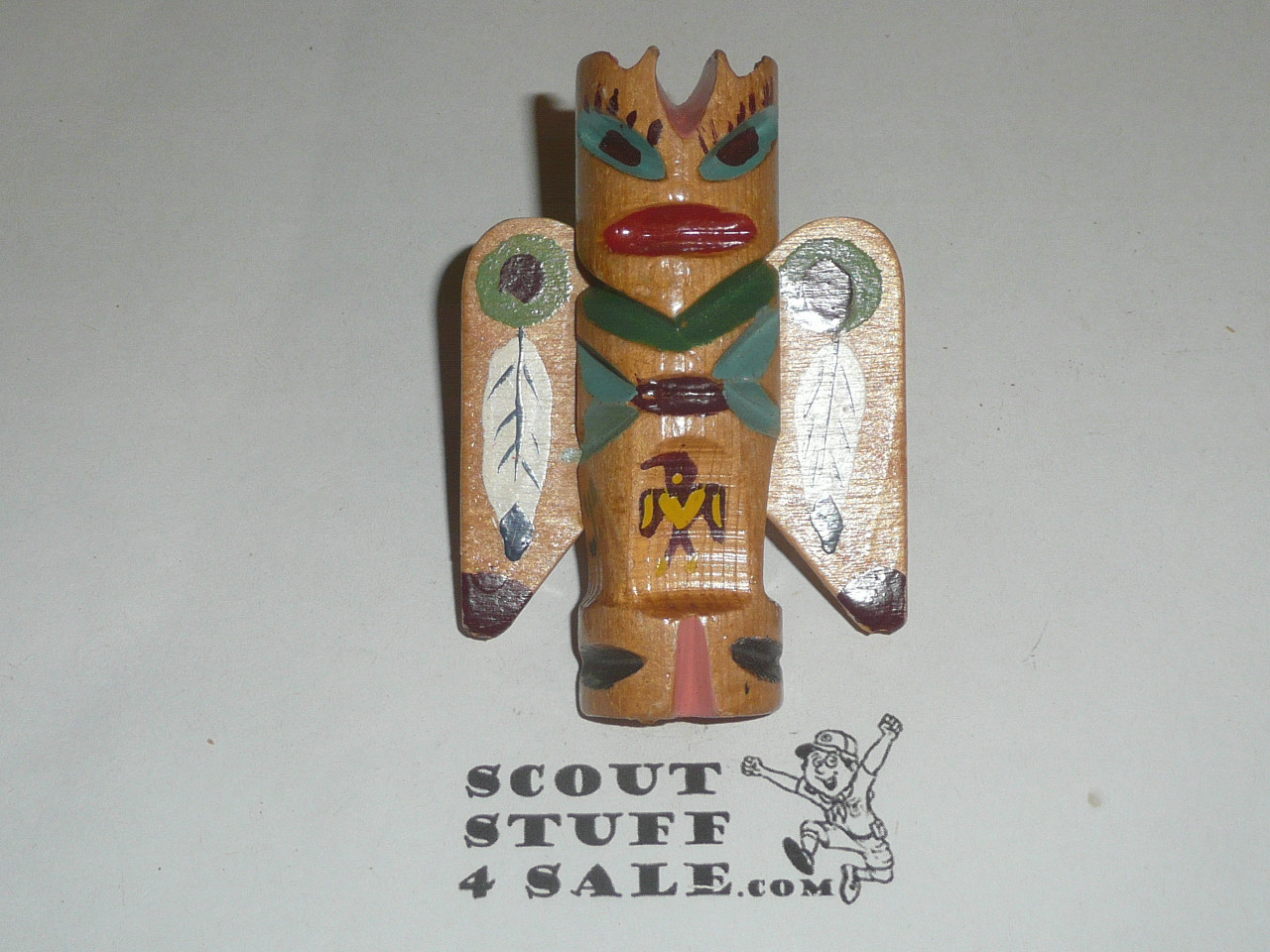 Carved wood Totem Pole Neckerchief Slide #3