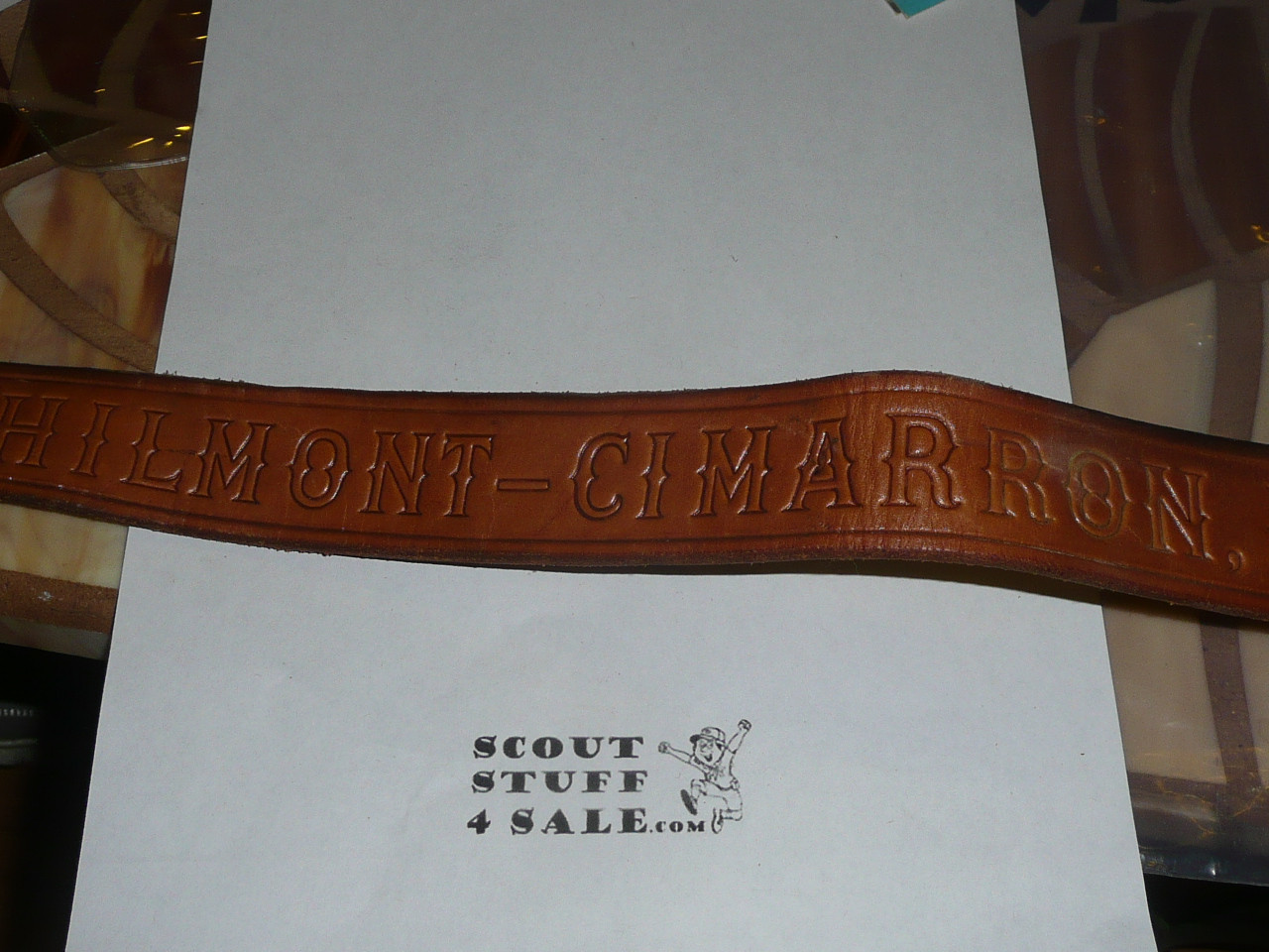 Philmont Scout Ranch, Tooled Leather Belt, 26" waist, Lite Wear
