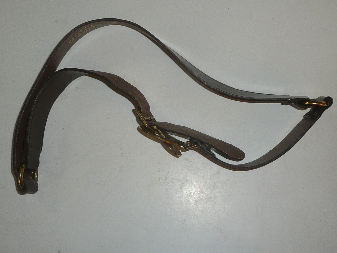 1960's Official Boy Scout Leather Belt with brass buckle, 34" waist, Like New