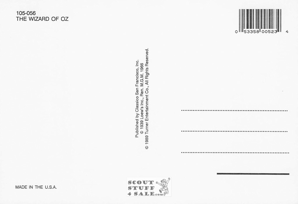 The Wizard of Oz Postcard by Classico San Francisco #105-056