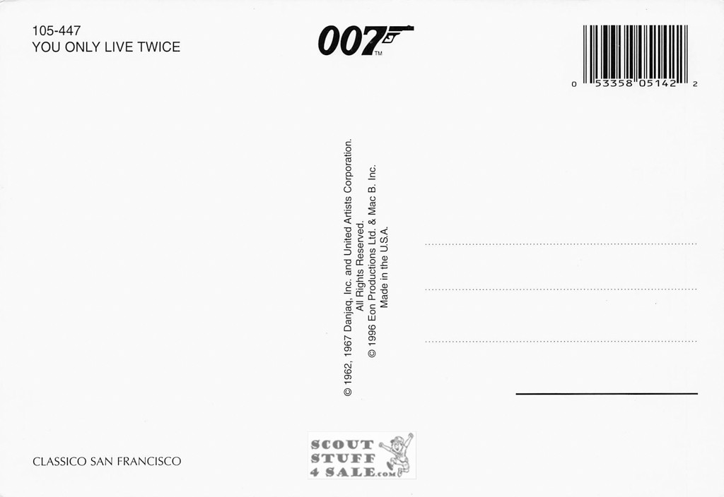 You Only Live Twice James Bond 007 Postcard by Classico San Francisco #105-447