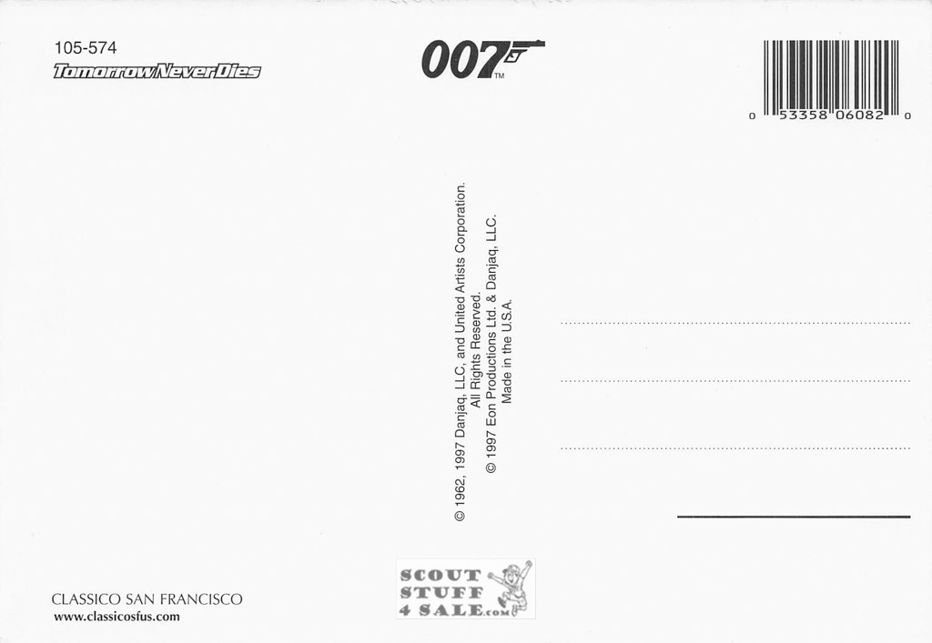 Tomorrow Never Dies 007 Postcard by Classico San Francisco #105-574