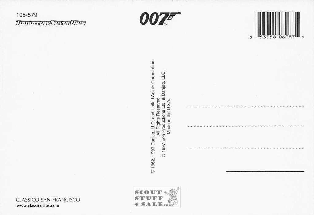 Tomorrow Never Dies 007 Postcard by Classico San Francisco #105-579