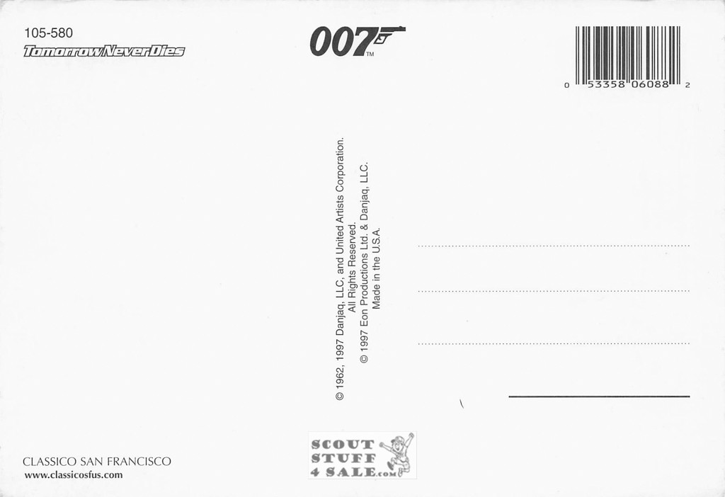Tomorrow Never Dies 007 Postcard by Classico San Francisco #105-580