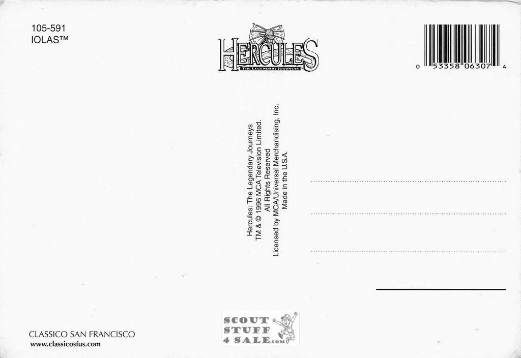 Hercules Legendary Journeys Postcard by Classico San Francisco #105-591