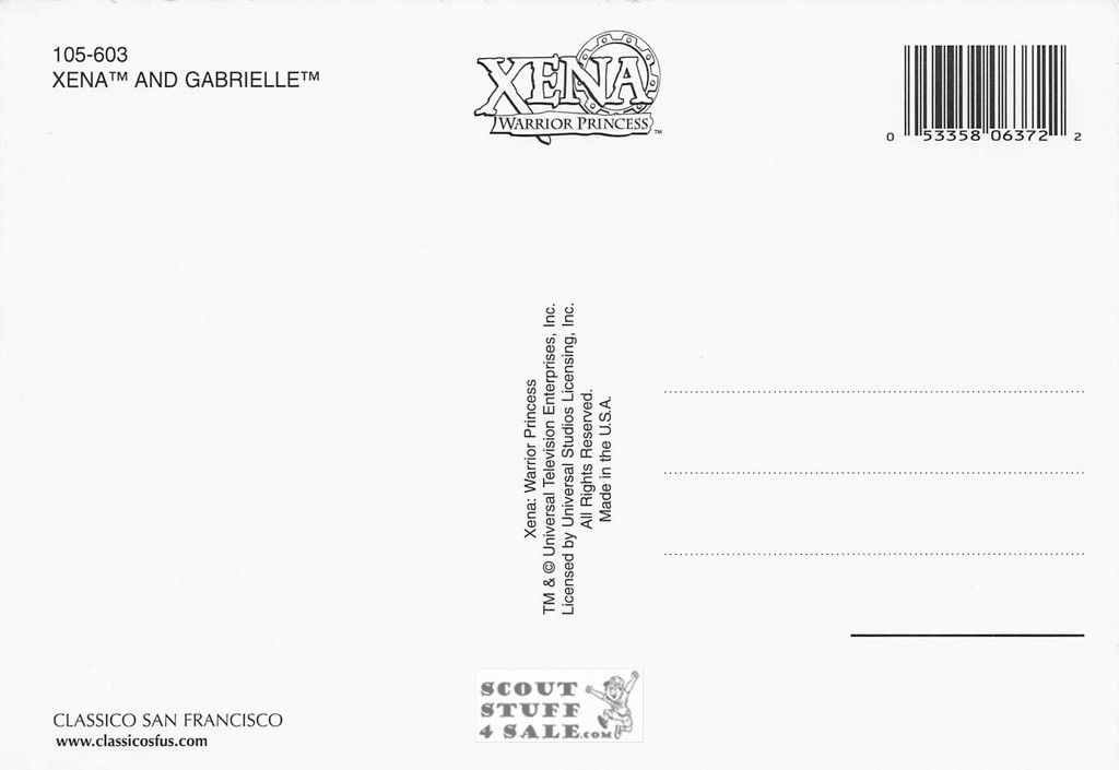 Xena Warrior Princess Postcard by Classico San Francisco #105-603