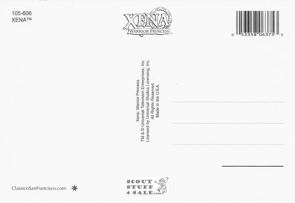 Xena Warrior Princess Postcard by Classico San Francisco #105-606