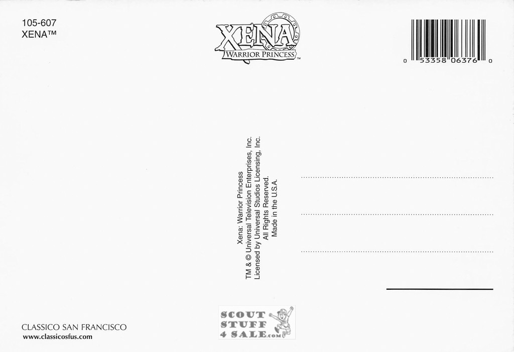 Xena Warrior Princess Postcard by Classico San Francisco #105-607