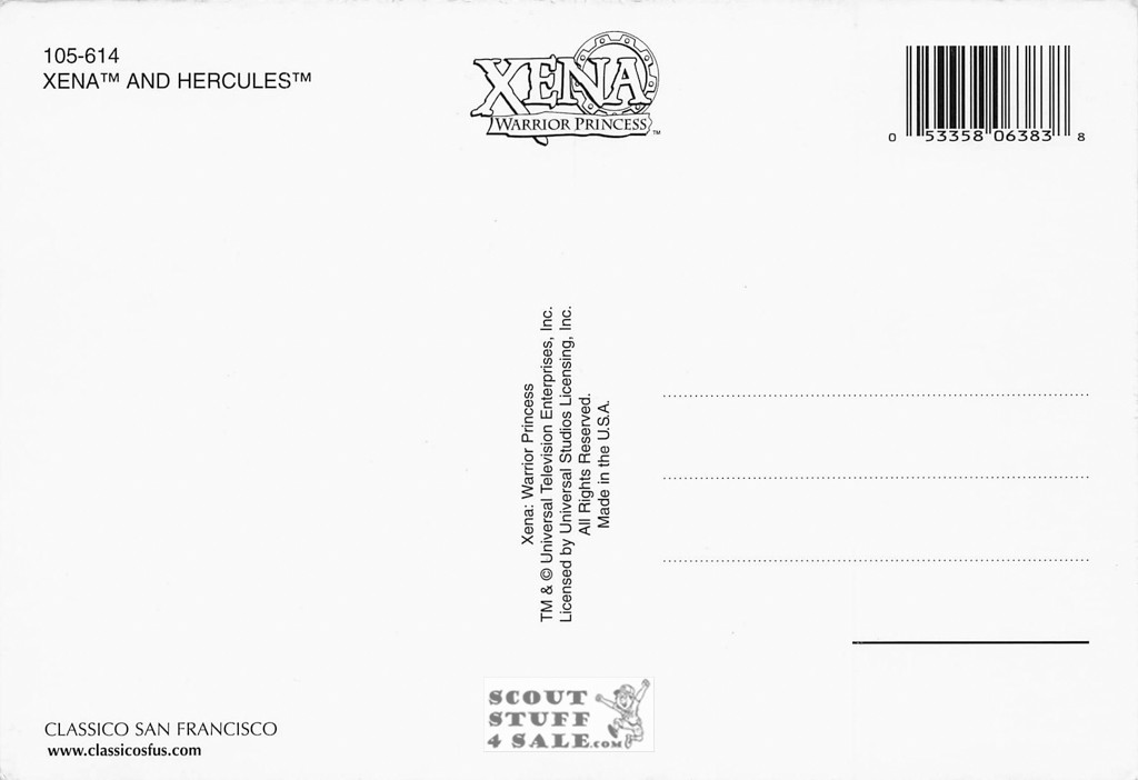 Xena Warrior Princess Postcard by Classico San Francisco #105-614