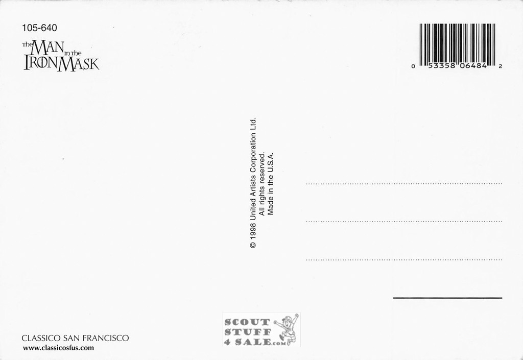 The Man in the Iron Mask Postcard, Leonardo DiCaprio, by Classico SF #105-640