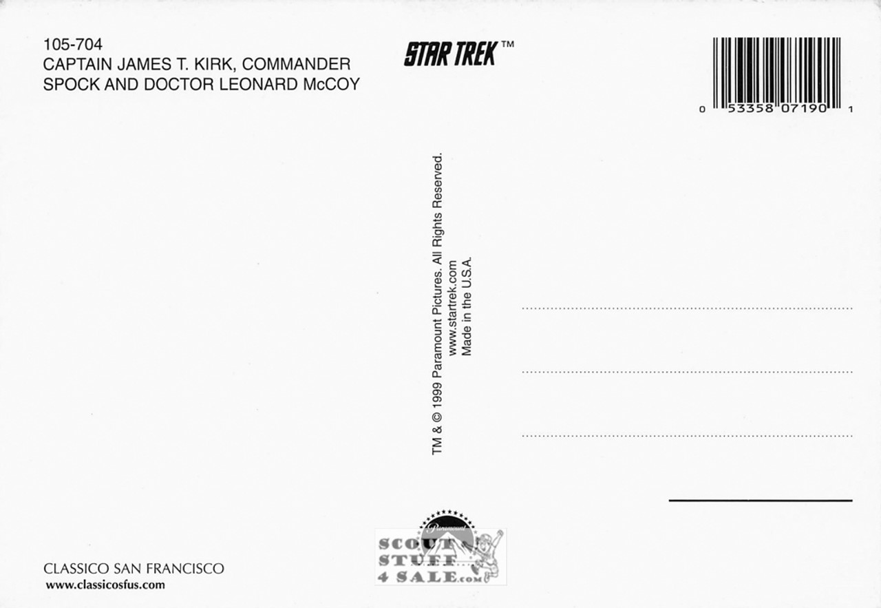 Star Trek TV Series Postcard, Kirk McCoy Spock, by Classico SF #105-704
