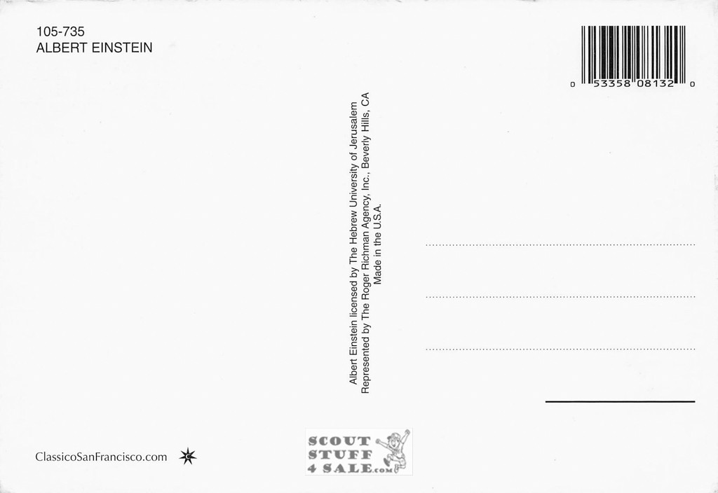 Albert Einstein Postcard by Classico San Francisco #105-735