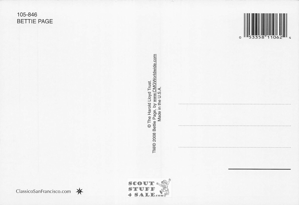 Bettie Page Postcard by Classico San Francisco #105-846