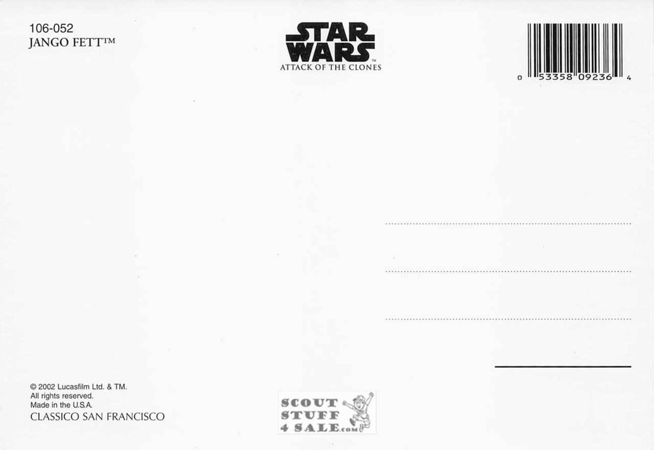 Star Wars Attack of the Clones Postcard, Jango Fett, by Classico SF #106-052