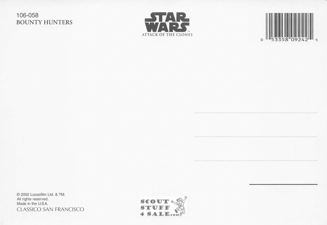 Star Wars Attack of the Clones Postcard, Bounty Hunters, Classico SF #106-058