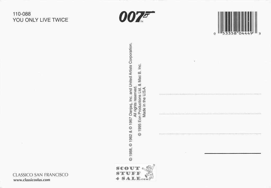 You Only Live Twice 007 Movie Postcard by Classico San Francisco #110-088
