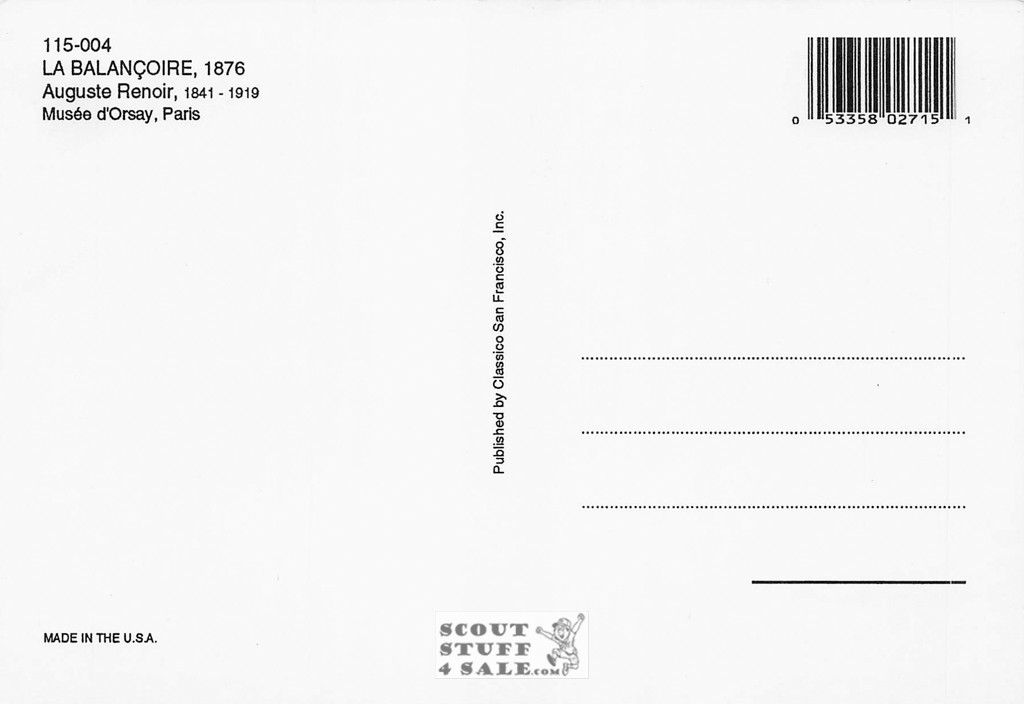 La Balancoire by Renoir Painting Postcard by Classico SF #115-004