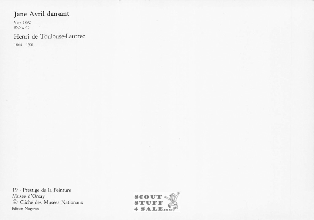 Jane Avril Dansant by Toulouse Lautrec Painting Postcard by Nugeron #115-019