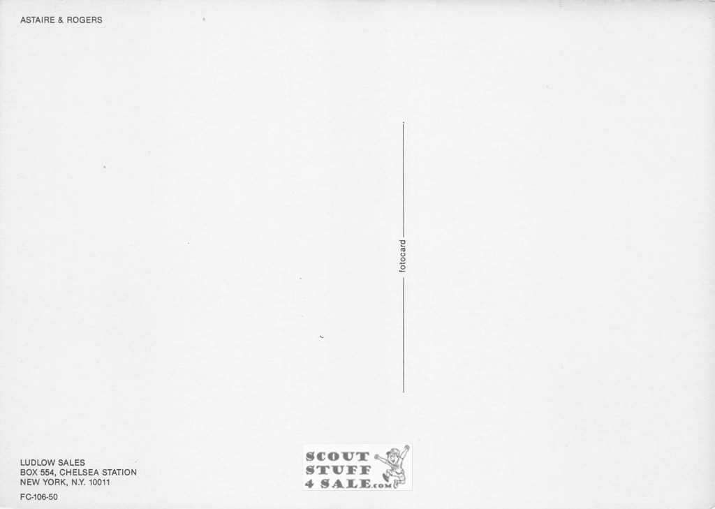 Fred Astaire & Ginger Rogers Sepia Postcard by Ludlow Sales #136-106